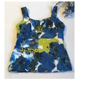 Ann Taylor Blue Green White Floral Tank